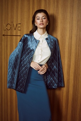 Campaign AW 19/20 by Olga Bovi white blouse_sea suit_russa blue jacket